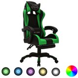  Racing stol z RGB LED lučkami zeleno in črno umetno usnje, (20669389) Cene