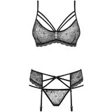 Obsessive 818-SEG-1 - Komplet čipkastega spodnjega perila s kamenčki (črna) - L/XL | Shoptok.si