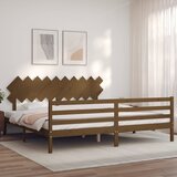 vidaXL Posteljni okvir z vzglavjem medeno rjav 200x200 cm trden les Cene