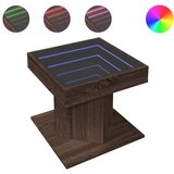  Stolić za kavu LED smeđa boja hrasta 50x50x45 cm drveni | shoptok.hr