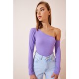  Women's Lilac Off-Shoulder Corduroy Knitted Blouse | Shoptok.si