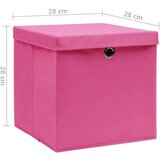 vidaXL Škatle s pokrovi 4 kosi 28x28x28 cm roza | Shoptok.si