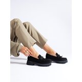 SHELOVET Suede black women's loafers Cijene
