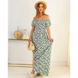 Resti Mint beige women's maxi dress with floral print - Clothing | Shoptok.si