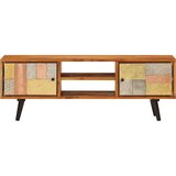 Maison Chic TV omarica - TV stojalo - Televizijska omarica z vrati 112x30x40 cm trden akacijev les in kovina, (21699981) | Shoptok.si