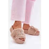 Boto Women's Platform Slippers With Fur And Gold Accessories Beige Livira | Shoptok.si