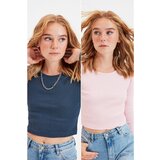 Trendyol Indigo-Pink Knitted Blouse | Shoptok.si