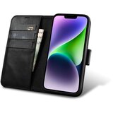 ICARER 2v1 etui, usnjen preklopni ovitek za iPhone 14 Plus Anti-RFID Oil Wax Wallet Case, črna, (21522069) Cene
