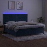  box spring s madracem LED tamnoplavi 200x200 cm baršun | shoptok.hr