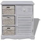  Drveni ormarić s 3 lijeve pletene košare bijeli | shoptok.hr