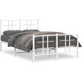 vidaXL Kovinski posteljni okvir z vzglavjem in vznožjem bel 120x200 cm | Shoptok.si