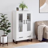 vidaXL Visoka omara bela 69,5x31x115 cm inženirski les Cene