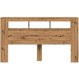 vidaXL LED posteljno vzglavje artisan hrast 180x18,5x103,5 cm inž. les | Shoptok.si