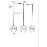 Opviq Küre 3 Lü Sıralı siyah Füme Camlı Sarkıt dark grey chandelier | Eponuda.com