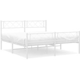  Metalni okvir kreveta uzglavlje i podnožje bijeli 150 x 200 cm | shoptok.hr