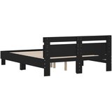  Okvir za krevet s uzglavljem crni 140x200 cm konstruirano drvo | Eponuda.com
