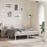 Maison Chic Kovinski Posteljni okvir - Dvoposteljna postelja - Zakonska postelja z vzglavjem bel 150x200 cm, (21693096) | Shoptok.si