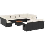  14-dijelni set vrtnih sofa s jastucima poliratan crni | shoptok.hr