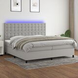 The Living Store Box spring postelja z vzmetnico LED sv. siva 200x200 cm blago - Box Spring Postelja, (21520428) Cene