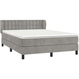 vidaXL Box spring postelja z vzmetnico svetlo siv 140x190 cm žamet | Shoptok.si