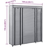  Ormar od tkanine s odjeljcima i šipkama sivi 150 x 45 x 176 cm | shoptok.hr