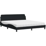 vidaXL Postelja z vzmetnico črna 180x200 cm blago | Shoptok.si