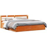 vidaXL Posteljni okvir z vzglavjem voščeno rjava 180x200 cm borovina | Shoptok.si