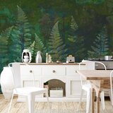  Foto tapeta - Green abstraction in the forest - fern leaves in the trunks with patterns 100x70 | shoptok.hr