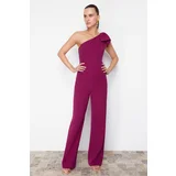 Trendyol Purple Bow Detailed Single Sleeve Woven Jumpsuit