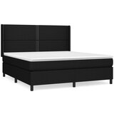 vidaXL Box spring postelja z vzmetnico črna 160x200 cm blago, (20894159) Cene