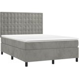  Krevet s oprugama i madracem svjetlosivi 140x190 cm baršunasti | shoptok.hr