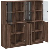 vidaXL Knjižna omara z vrati rjavi hrast 136x37x142 cm inženirski les | Shoptok.si