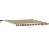 vidaXL Ručno upravljana uvlačiva tende s LED svjetlom zelena i žuta 400x350 cm, zamjenska tkanina za tendu za okvir 4x3.5 m Zelena i žuta | shoptok.hr