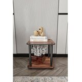 Hanah home bočni sto bookcase 2 tiers square walnut | Eponuda.com