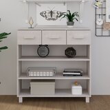 vidaXL Konzolna mizica bela 90x35x90 cm trdna borovina Cene