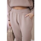 Kesi Insulated set with a sweatshirt tied at the bottom dark beige | Shoptok.si