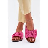 Boto Women's Cork Sole Slippers With Bow Fuchsia Seressa | Shoptok.si