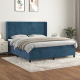 The Living Store Box spring postelja z vzmetnico temno modra 160x200 cm žamet - Box Spring Postelja, (21438424) Cene