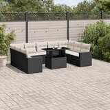 vidaXL 10-dijelni set vrtnih sofa s jastucima crni od poliratana | shoptok.hr