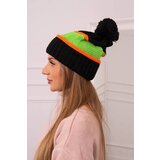 Kesi Women's Cap Kinga K297 Black + Neon Green + Orange Cene