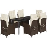  7-dijelni vrtni blagovaonski set s jastucima poliratan smeđi Smeđa 160 x 80 x 74 cm | shoptok.hr