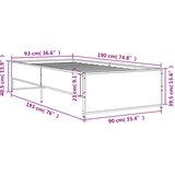  Okvir za krevet crni 90 x 190 cm od konstruiranog drvo i metal | shoptok.hr