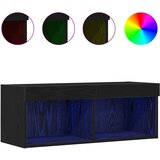  Set TV komoda s LED svjetlima 2 pcs Crni hrast 80 x 30 x 30 cm | shoptok.hr