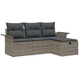 vidaXL Set kavčev s 4 kosi s blazinami Siva Poli ratan | Shoptok.si