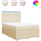 vidaXL Box spring postelja z vzmetnico krem 140x190 cm blago, (21310979) | Shoptok.si
