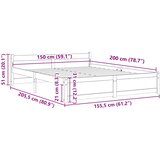 Okvir za krevet od masivnog drva 150 x 200 cm veliki bračni | shoptok.hr