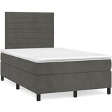 vidaXL Box spring postelja z vzmetnico temno siva 120x200 cm žamet, (20726906) Cene