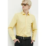 Hugo Bombažna srajca moška, rumena barva