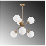 Opviq Vislica GONDOL. zlatno/ bijela, metal/ staklo, 55 x 55 cm, visina 65 cm, promjer kugli 15 cm, 6 x E27 40 W, Gondol - 1121 | shoptok.hr