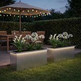  Vrtna posuda za sadnju s LED svjetlom 2 kom. Srebrna - Pocinčani čelik 30 x 80 x 30 cm 2 | shoptok.hr